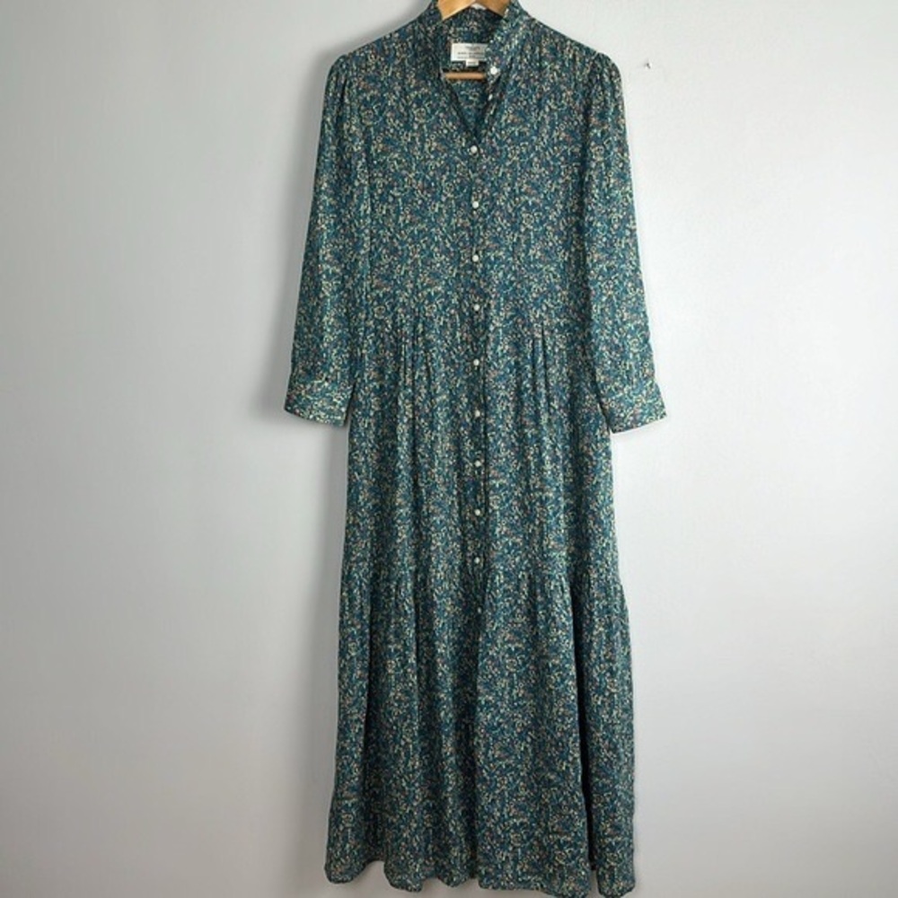 Trovata Birds of Paradis Tiered Maxi Pairie Dress SM Ramie Cotton Luxury Modest